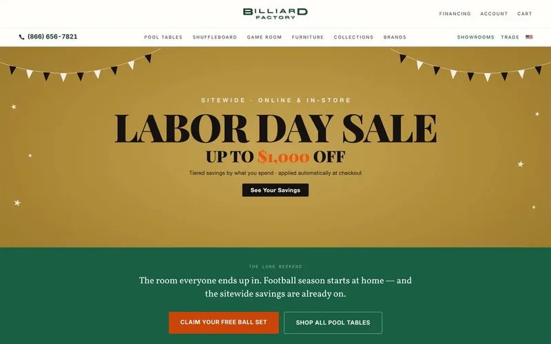 The Labor Day Sale landing page