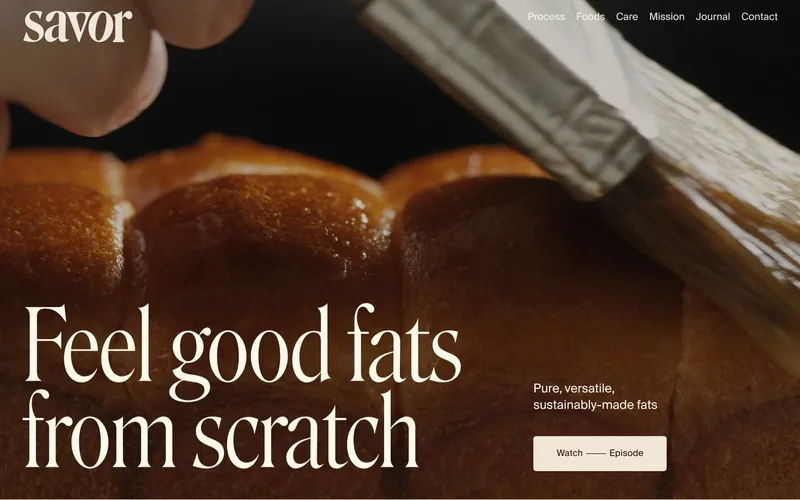 The live Savor website introducing fats made from carbon