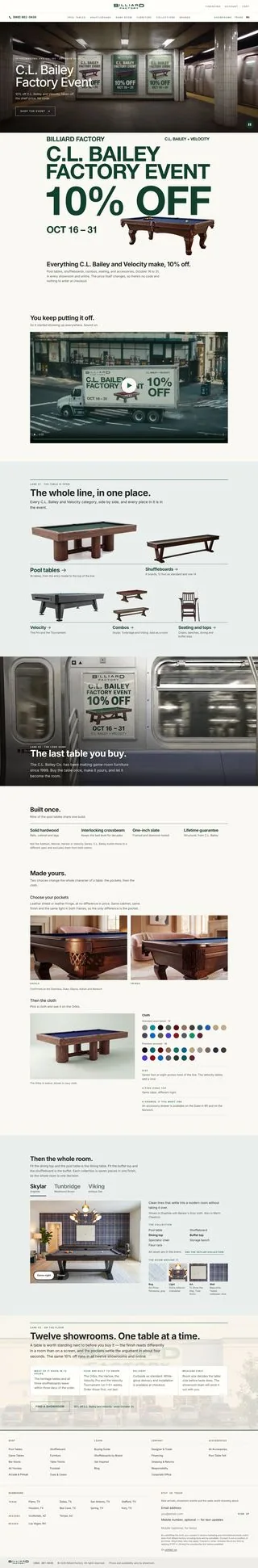 The C.L. Bailey Factory Event page, full length