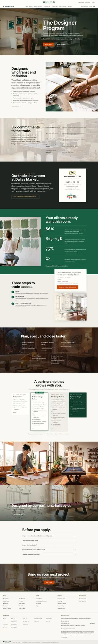 The Designer Program page, full length