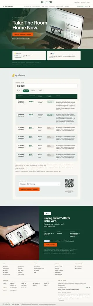 The financing page, full length