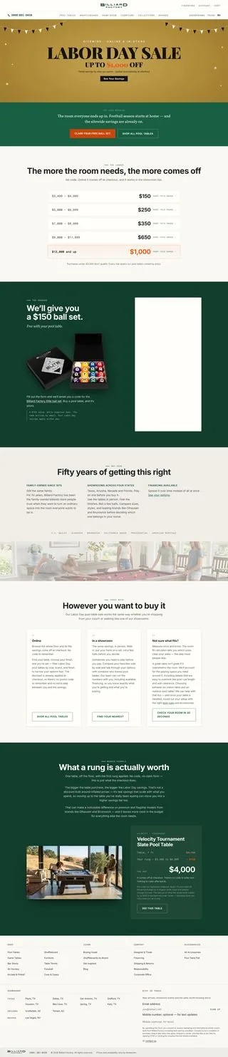 The Labor Day Sale page, full length
