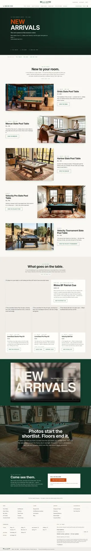 The New Arrivals page, full length