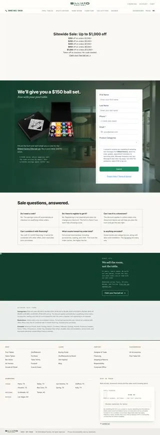 The Sitewide Sale page, full length