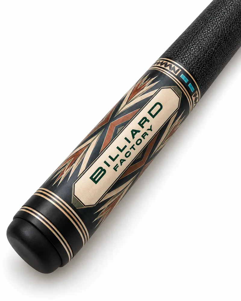 Cauce cue butt concept render with dark ground and long chevron details